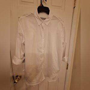 NWT Gloria Vanderbilt White Womens Button Up Collared Shirt, Size Medium